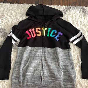 Black and Grey Zip Up With Rainbow Letters